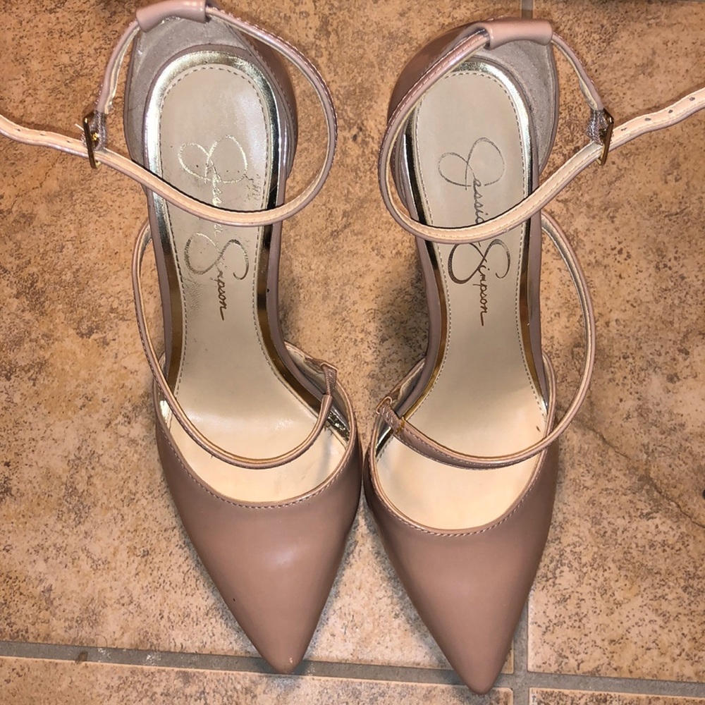 Jessica Simpson Patent Nude Pointed Heels